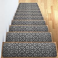 Carpet Stair Treads Set of 13 Non Slip/Skid Rubber Runner Mats or Rug Tread – Indoor Outdoor Pet Dog Stair Treads Pads – Non-Slip Stairway Carpet Rugs (Gray) 8