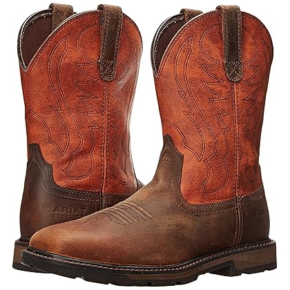 Ariat Groundbreaker Wide Square Steel Toe Work Boots - Men's Safety Toe Leather Work Boot