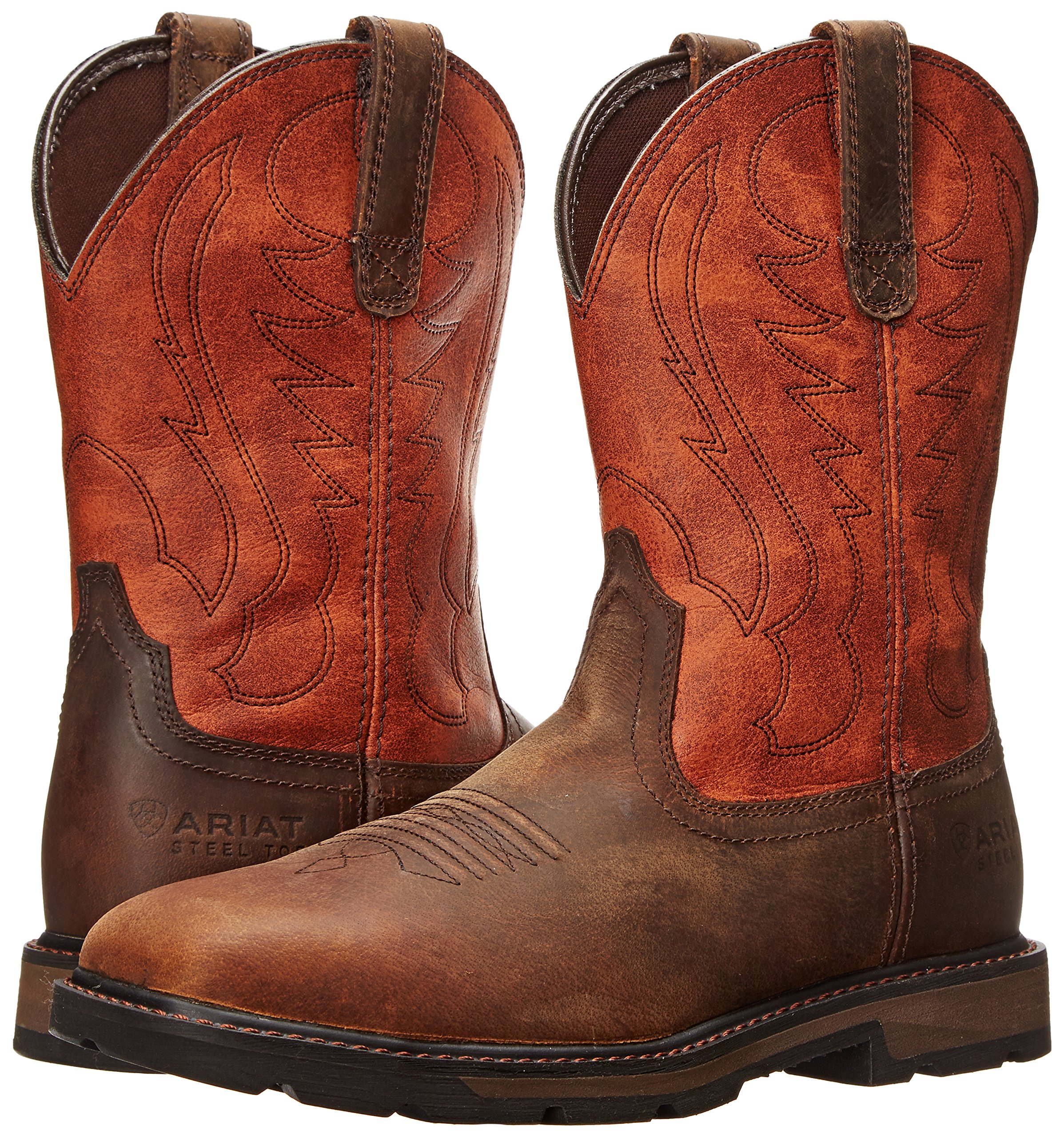 Ariat Groundbreaker Wide Square Steel Toe Work Boots - Men's Safety Toe Leather Work Boot