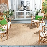 SAFAVIEH Courtyard Collection Area Rug - 7'1 Square, Natural & Cream, Non-Shedding & Easy Care, Indoor/Outdoor & Washable-Ideal for Patio, Backyard, Mudroom (CY8022-03012)