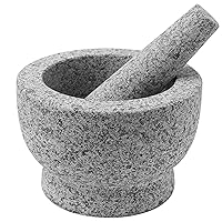 ChefSofi Mortar and Pestle Set - 6 Inch - 2 Cup Capacity - Mothers Day Gifts Optimal - Unpolished Heavy Granite for Enhanced Performance and Organic Appearance - Included: Anti-Scratch Protector