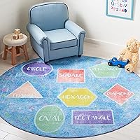 SAFAVIEH Kids Playhouse Collection Area Rug - 5' Round, Blue & Pink, Non-Shedding Machine Washable & Slip Resistant Ideal for High Traffic Areas for Boys & Girls in Playroom, Nursery (KPH201M)