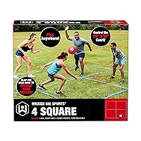 4 Square Game with Court Lines for Outdoor Play in The Backyard, Beach, Park, Fun for All, red (1925)