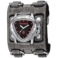 Nemesis Men's Echo Stainless Steel Analog-Quartz Leather Strap, Black, 66.5 Casual Watch (Model: WB582R)