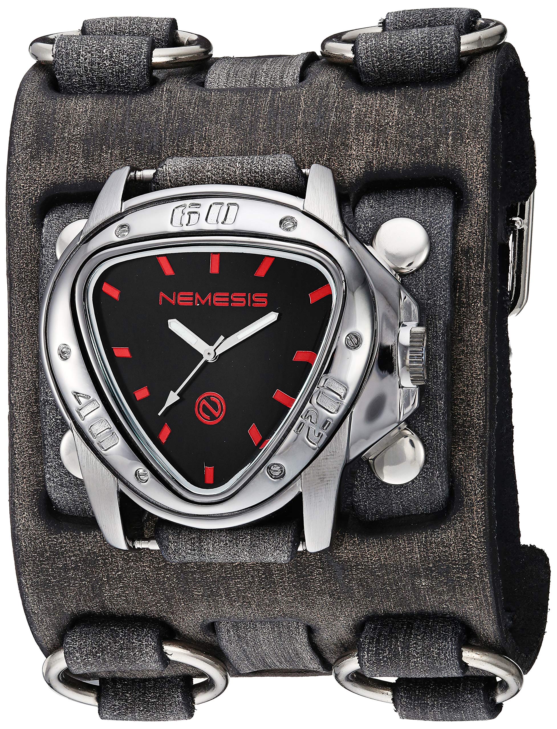 Nemesis Men's Echo Stainless Steel Analog-Quartz Leather Strap, Black, 66.5 Casual Watch (Model: WB582R)
