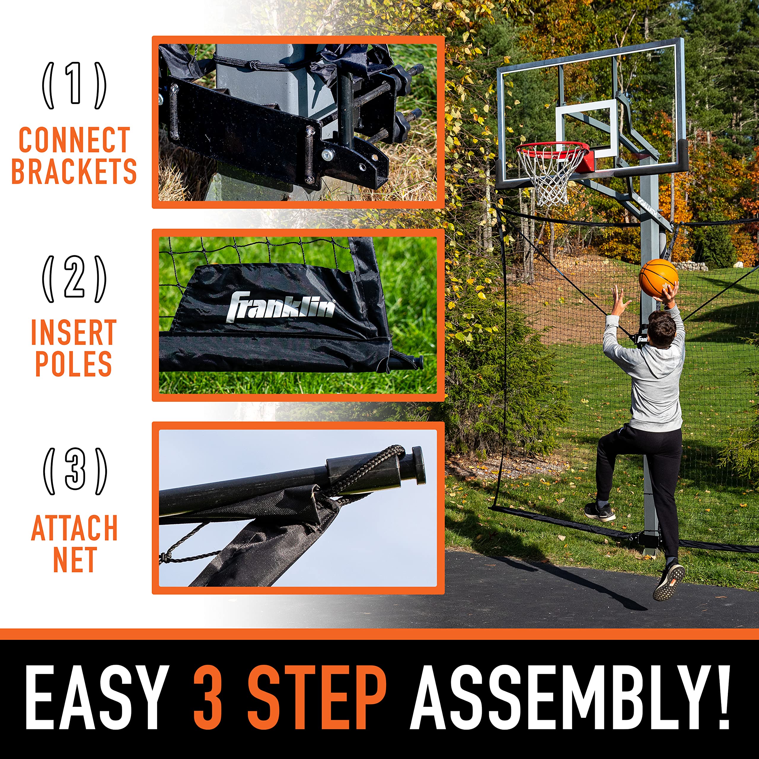 Franklin Sports Defender Net Pro – 10ft. x 8ft. Rebounder – Easily Fold and Quick Install – Defensive Net System