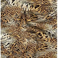 Soimoi Satin Silk Orange Fabric - by The Yard - 42 Inch Wide - Leopard & Tiger Wilderness Animal Skin Fabric - Wild Fusion of Leopard and Tiger Patterns on Animal Skin Printed Fabric