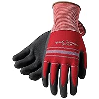 West Chester Protective Gear 030S/XL West County Gardener Gloves – X-Large, Crimson/Slate, Protective Work Gloves with Foam Nitrile Palm, Fingertip Coating