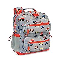 Bentgo® Kids Backpack - Lightweight 14” Backpack in Fun Prints for School, Travel, & Daycare, Ideal for Ages 4+, Roomy Interior, Durable & Water-Resistant Fabric, & Loop for Lunch Bag (Trucks)