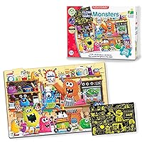 Learning Journey International Puzzle Doubles Glow in The Dark – Monsters – 100 Piece Glow in The Dark Preschool Puzzle (3 x 2 feet) – Educational Gifts for Kids Ages 3 and Up, Multicolor (115657)