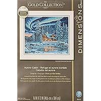 Dimensions Gold Collection Counted Cross Stitch Kit, Aurora Cabin, 16 Count Dove Grey Aida, 16'' x 12''