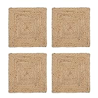Hausattire Jute Braided Placemats 14x14 Inches Set of 4 Reversible Handwoven Boho Vintage Placemats for Kitchen Dining Tables|BBQ's Spring Easter Decor Weddings Indoor & Outdoor Parties|Natural