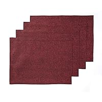 Solino Home Red Garnet Linen Placemats – Set of 4, 100% Pure Linen Table Placemats 14 x 19 Inch – Athena, Handcrafted from European Flax and Machine Washable