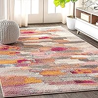 JONATHAN Y CTP101A-8 Contemporary POP Modern Abstract Brushstroke Indoor Area-Rug Bohemian Easy-Cleaning High Traffic Bedroom Kitchen Living Room Non Shedding, 8 ft x 10 ft, Cream/Pink
