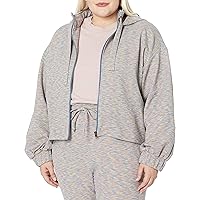 KENDALL + KYLIE Women's Plus Size Front Zip Cropped Hoodie