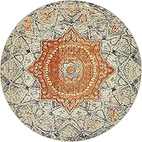 Unique Loom Vita Collection Modern Over-Dyed Center Medallion Vintage Area Rug, 8 ft x 8 ft, Gray/Ivory