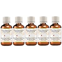 Pure Spearmint Essential Oil (Mentha spicata) Steam Distilled (Pack of Five) 100ml X 5(16.9 oz)