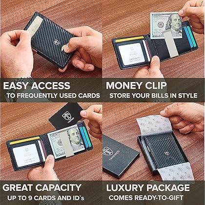 TRAVANDO Mens Slim Wallet with Money Clip SEATTLE RFID Blocking Bifold Credit Card Holder for Men with Gift Box