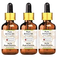 Pure Arnica Oil (Arnica Montana) with Glass Dropper Premium Therapeutic Grade for Hair, Skin & Aromatherapy (Pack of Three) 100ml X 3 (10.1oz)