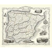 History Portal 1000 Piece Jigsaw Puzzle Map of Spain & Portugal 1851 by John Tallis