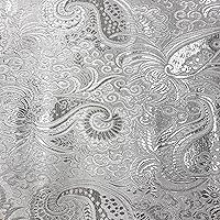 Brynn Silver Paisley Floral Brocade Chinese Satin Fabric by The Yard - 10054, Half Yard (57x18'')