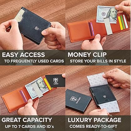 TRAVANDO Money Clip Wallet RIO - Mens Wallets slim Front Pocket RFID Blocking Card Holder Minimalist Mini Bifold Gift Box