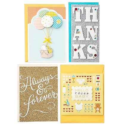 Hallmark All Occasion Cards Assortment Box with Envelopes, Handmade Greeting Card Organizer Box with Dividers, Watercolor Dots (Pack of 24)