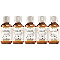 Pure Ashwagandha Oil (Withania somnifera) Premium Therapeutic Grade for Hair, Skin & Aromatherapy (Pack of Five) 100ml X 5(16.9 oz)