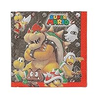 Amscan 511554 Super Mario Brothers Luncheon Napkins, 16 pcs, Party Favor