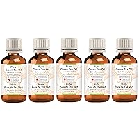 Pure Green Tea Oil (Camellia sinensis) 100% Natural Therapeutic Grade Infused (Pack of Five) 100ml X 5 (16.9 oz)